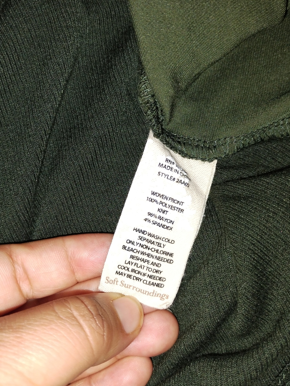 Soft Surroundings Dark Olive Long-Sleeve Notch Neck Tunic - Picture 4 of 7